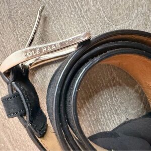Cole Haan Black Leather Belt with Silver Buckle